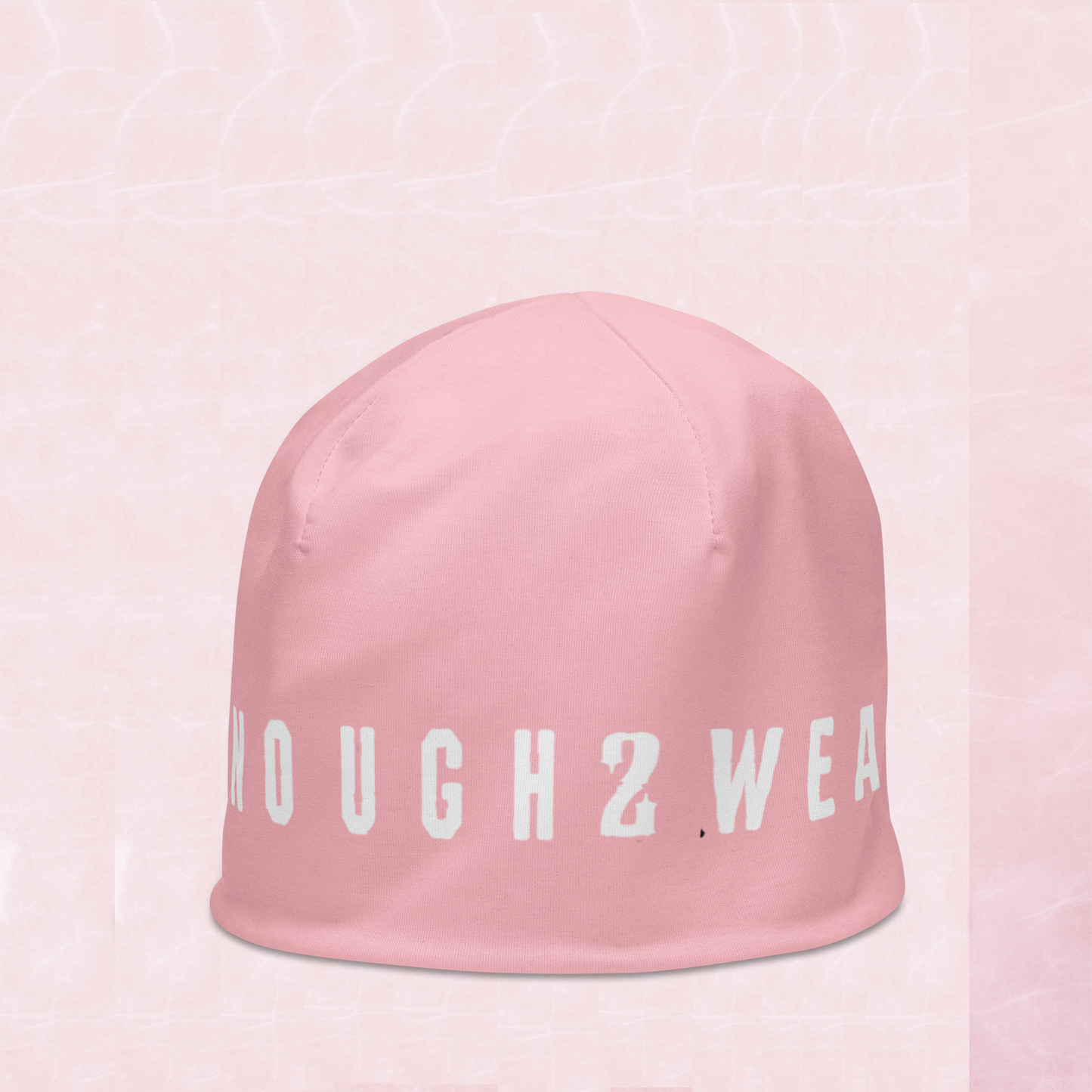 Beanie pink and white logo