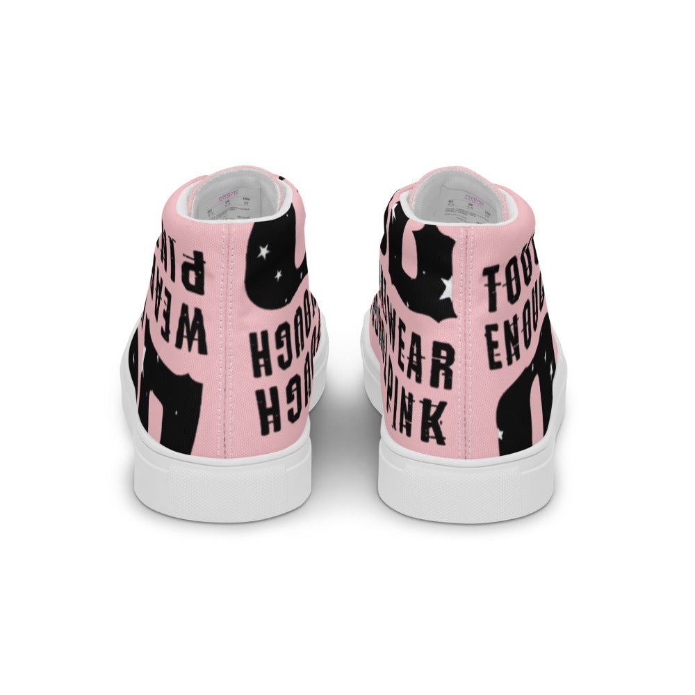 Men’s high top canvas shoes pink black logo