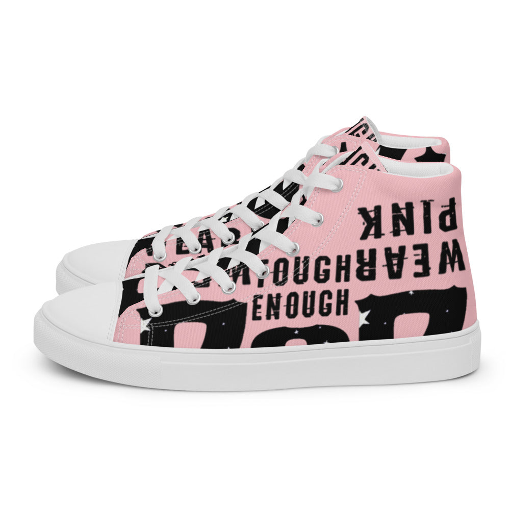 Men’s high top canvas shoes pink black logo