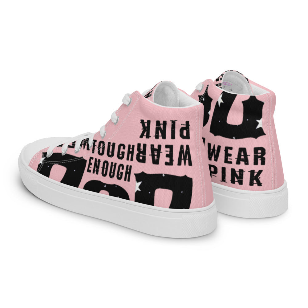 Men’s high top canvas shoes pink black logo