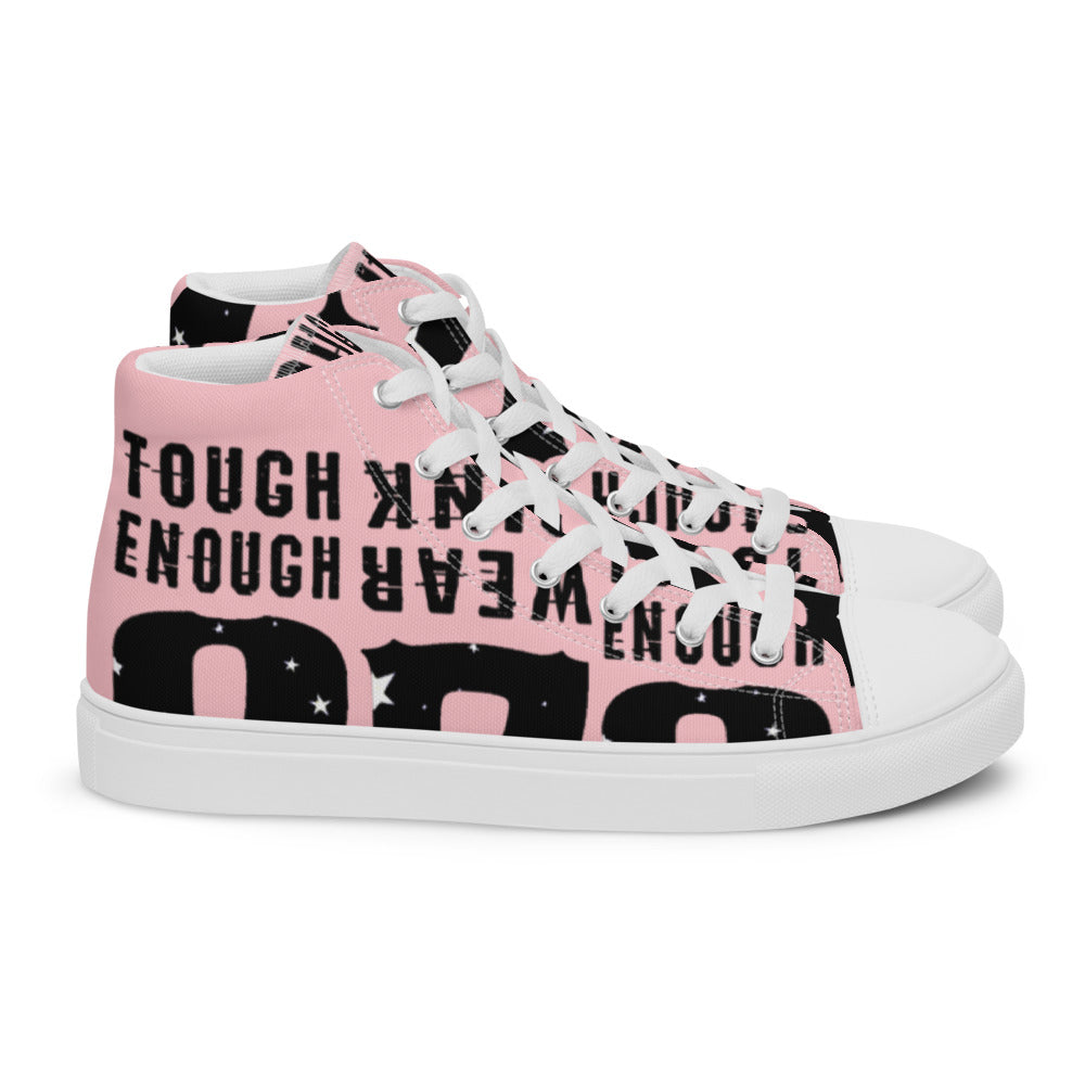 Men’s high top canvas shoes pink black logo