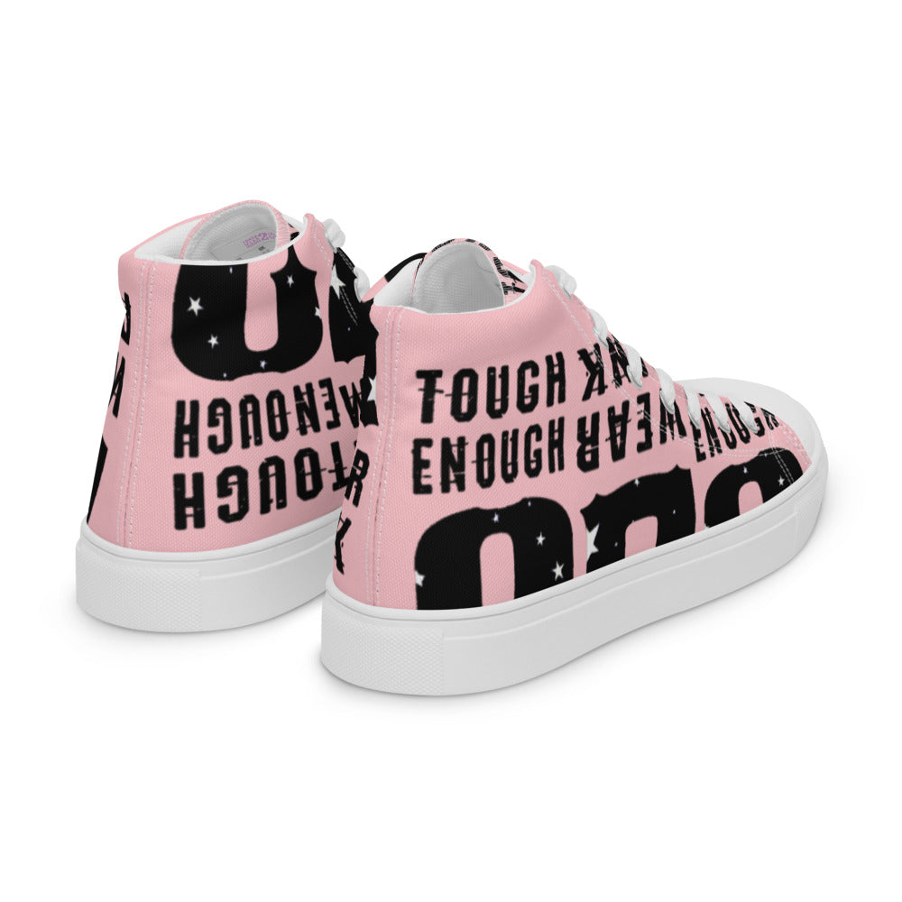 Men’s high top canvas shoes pink black logo