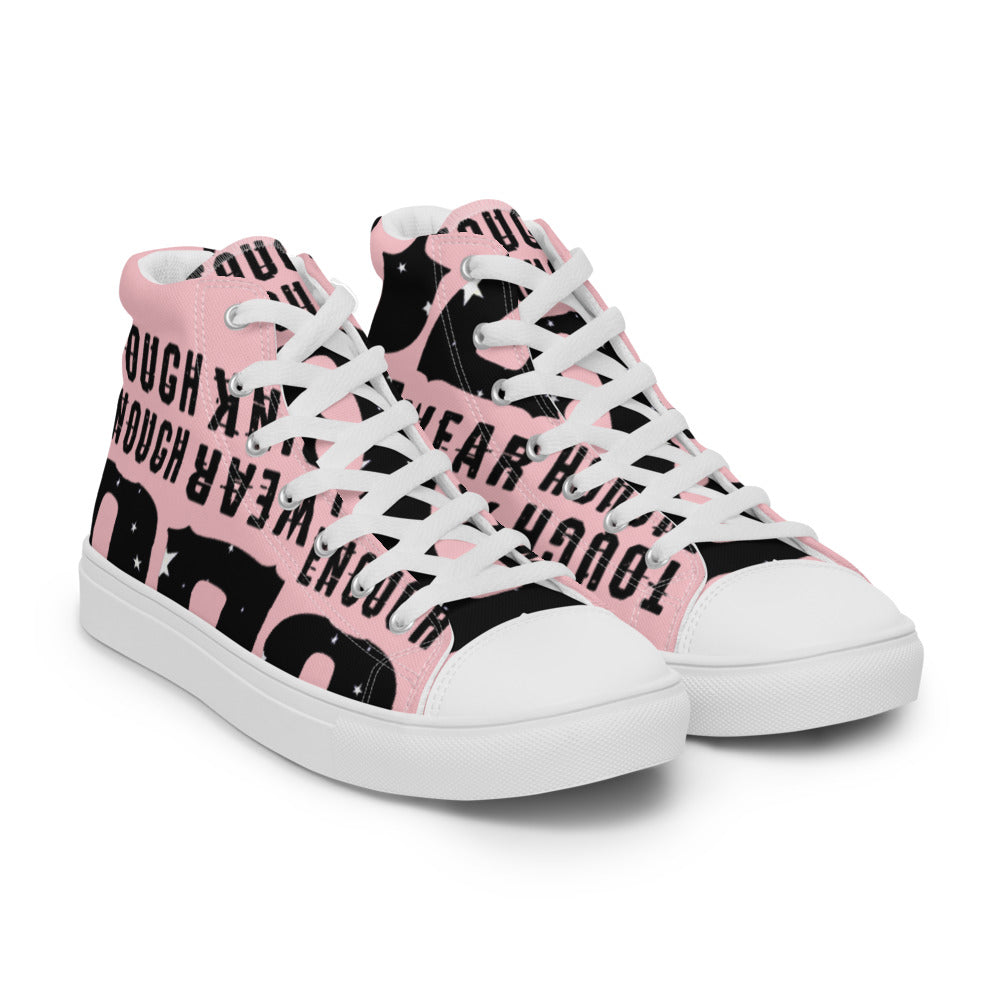 Men’s high top canvas shoes pink black logo