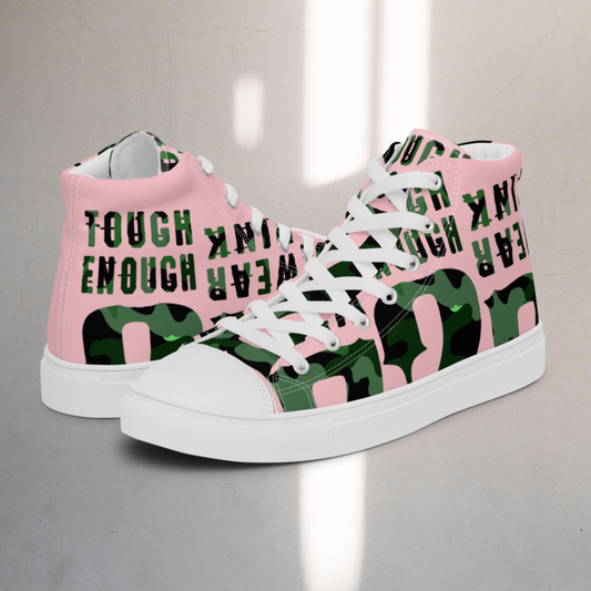 Men’s high top canvas pink  shoes green logo